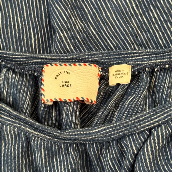 Anthropologie 9-H15 stcl Striped Peasant Blouse - Picture 2 of 6